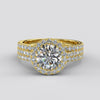 varitsa-jewellers - 3.0ct Certified Round Diamond Halo Gold Engagement Bridal Set - 05GG86